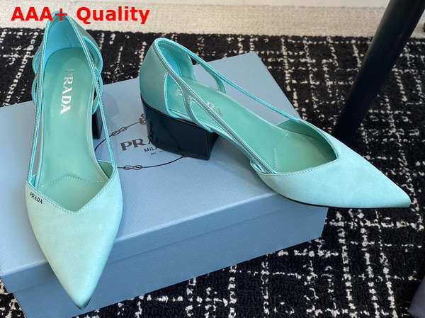 Prada Satin Cut Out Pumps Turquoise 1I736N Replica