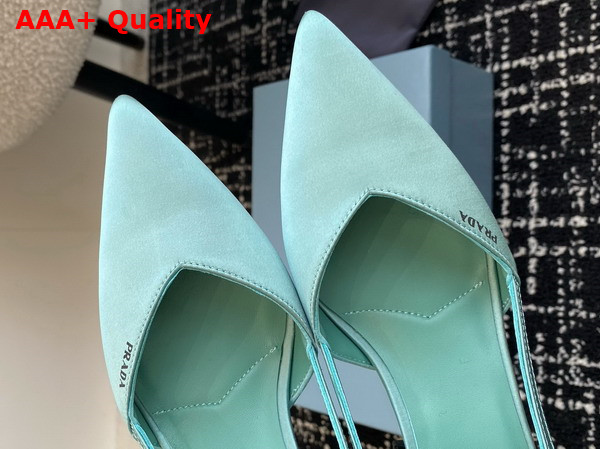 Prada Satin Cut Out Pumps Turquoise 1I736N Replica