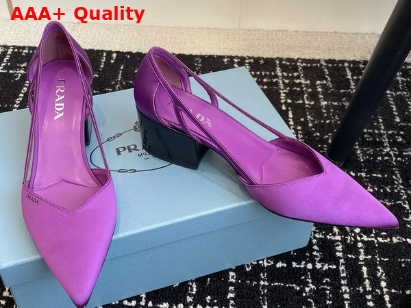 Prada Satin Cut Out Pumps Violet 1I736N Replica