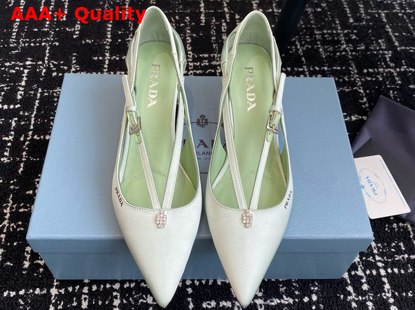 Prada Satin Cut Out Pumps in Aqua Green 1I740N Replica