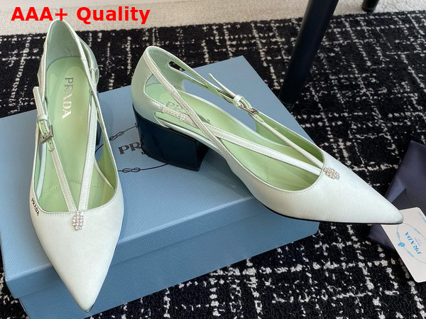 Prada Satin Cut Out Pumps in Aqua Green 1I740N Replica