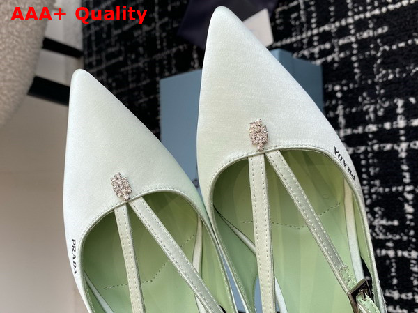 Prada Satin Cut Out Pumps in Aqua Green 1I740N Replica