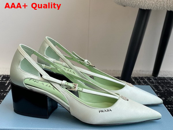 Prada Satin Cut Out Pumps in Aqua Green 1I740N Replica