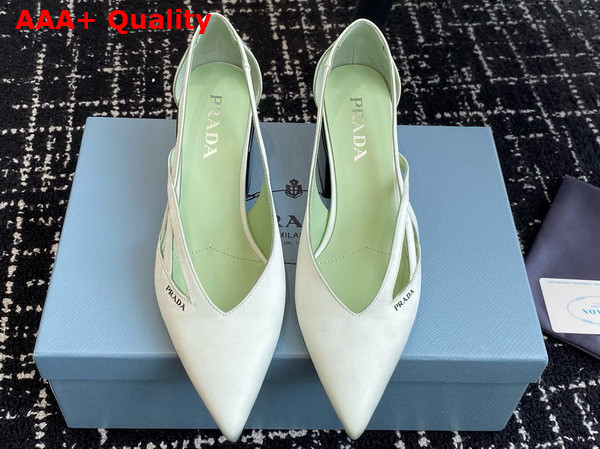 Prada Satin Cut Out Pumps in Aqua Green 1I741N Replica