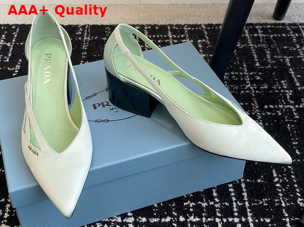 Prada Satin Cut Out Pumps in Aqua Green 1I741N Replica