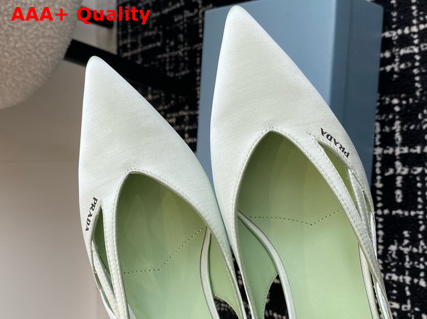 Prada Satin Cut Out Pumps in Aqua Green 1I741N Replica