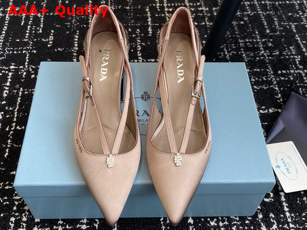 Prada Satin Cut Out Pumps in Beige 1I740N Replica