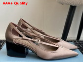 Prada Satin Cut Out Pumps in Beige 1I740N Replica