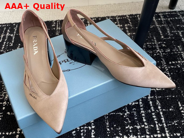 Prada Satin Cut Out Pumps in Beige 1I741N Replica