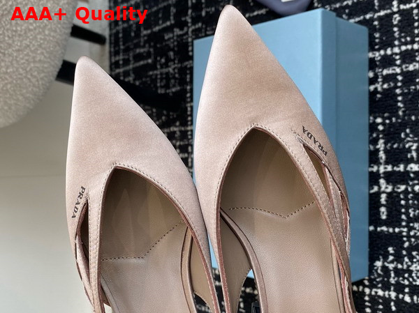 Prada Satin Cut Out Pumps in Beige 1I741N Replica