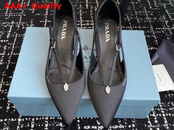 Prada Satin Cut Out Pumps in Black 1I740N Replica