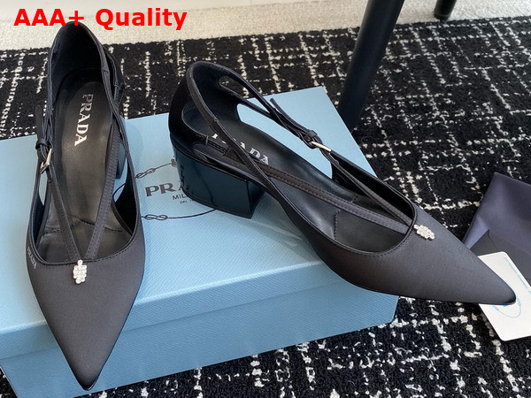 Prada Satin Cut Out Pumps in Black 1I740N Replica