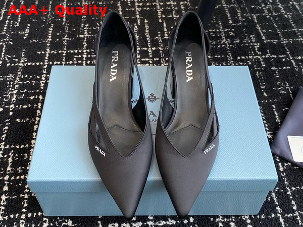 Prada Satin Cut Out Pumps in Black 1I741N Replica