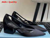 Prada Satin Cut Out Pumps in Black 1I741N Replica