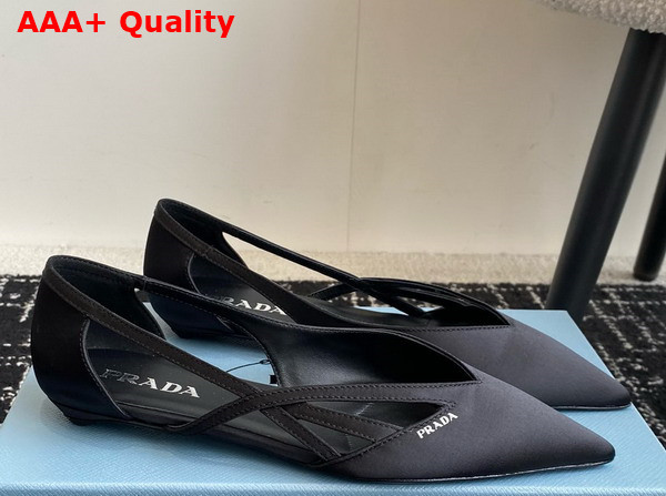 Prada Satin Cut Out Pumps in Black 1I741N Replica