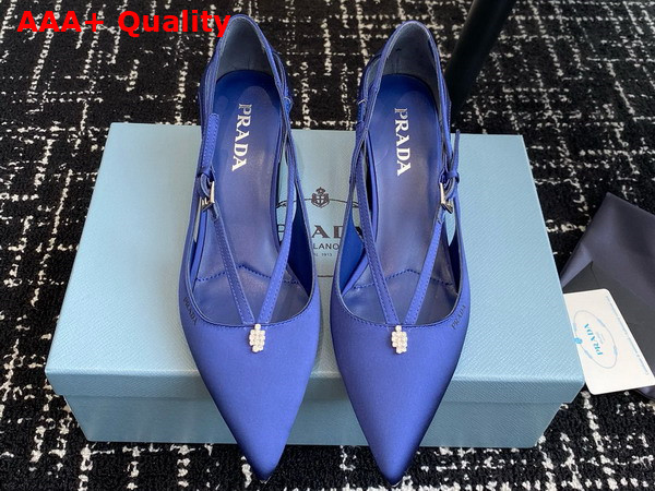 Prada Satin Cut Out Pumps in Blue 1I740N Replica