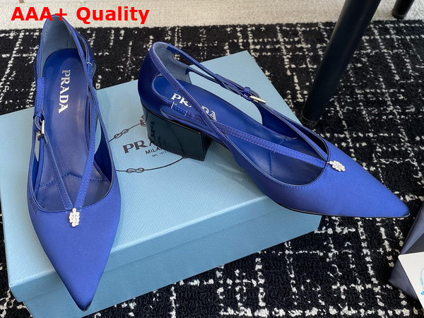 Prada Satin Cut Out Pumps in Blue 1I740N Replica