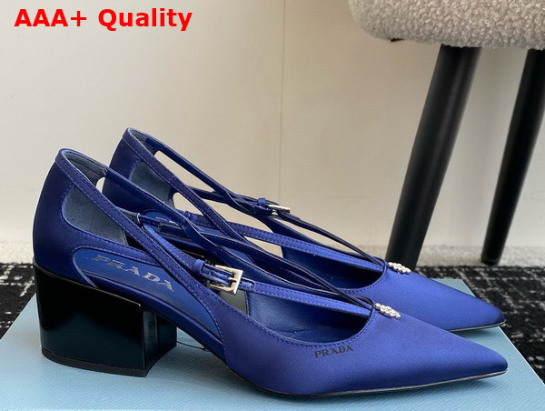 Prada Satin Cut Out Pumps in Blue 1I740N Replica