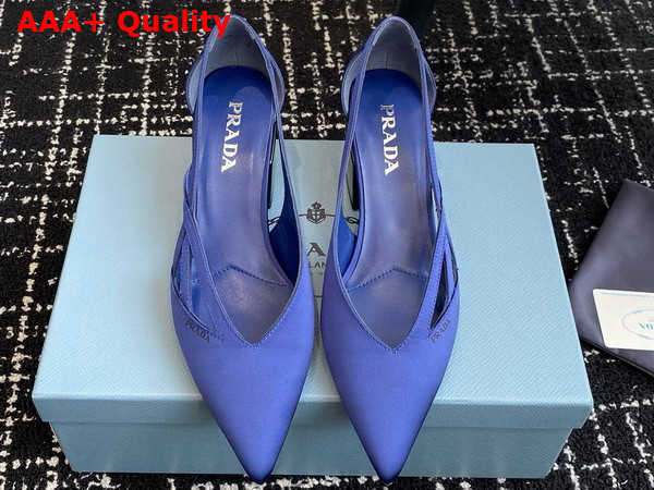 Prada Satin Cut Out Pumps in Blue 1I741N Replica