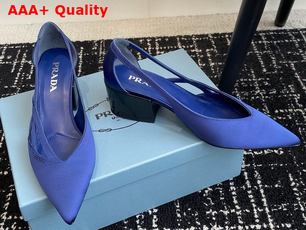 Prada Satin Cut Out Pumps in Blue 1I741N Replica