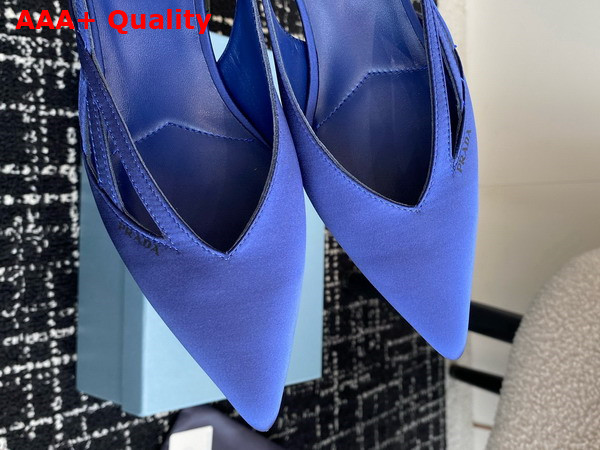 Prada Satin Cut Out Pumps in Blue 1I741N Replica