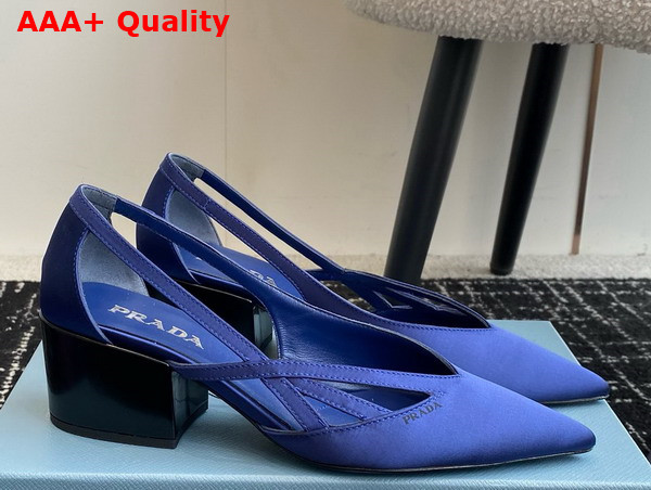 Prada Satin Cut Out Pumps in Blue 1I741N Replica