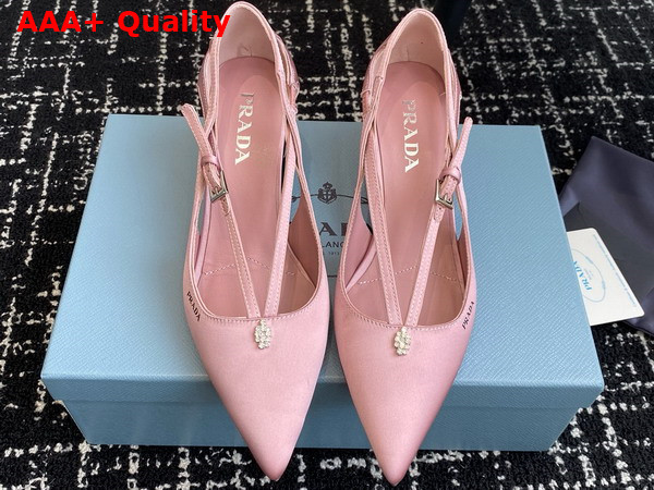 Prada Satin Cut Out Pumps in Confetti Pink 1I740N Replica