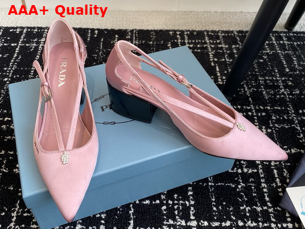 Prada Satin Cut Out Pumps in Confetti Pink 1I740N Replica