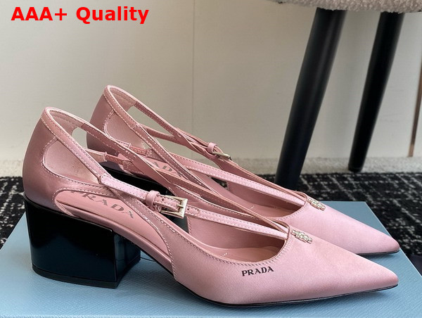 Prada Satin Cut Out Pumps in Confetti Pink 1I740N Replica