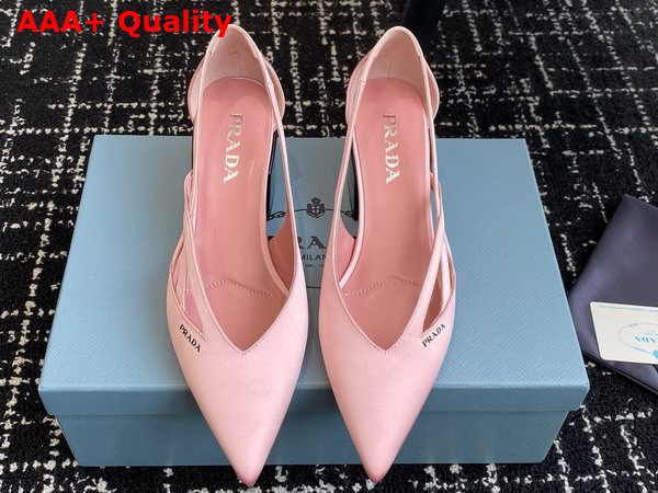 Prada Satin Cut Out Pumps in Confetti Pink 1I741N Replica