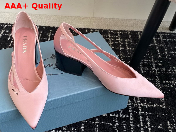 Prada Satin Cut Out Pumps in Confetti Pink 1I741N Replica