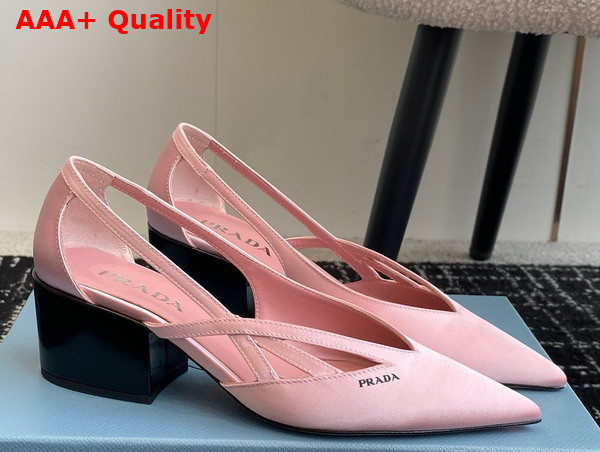 Prada Satin Cut Out Pumps in Confetti Pink 1I741N Replica