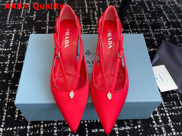 Prada Satin Cut Out Pumps in Fiery Red 1I740N Replica