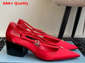 Prada Satin Cut Out Pumps in Fiery Red 1I740N Replica