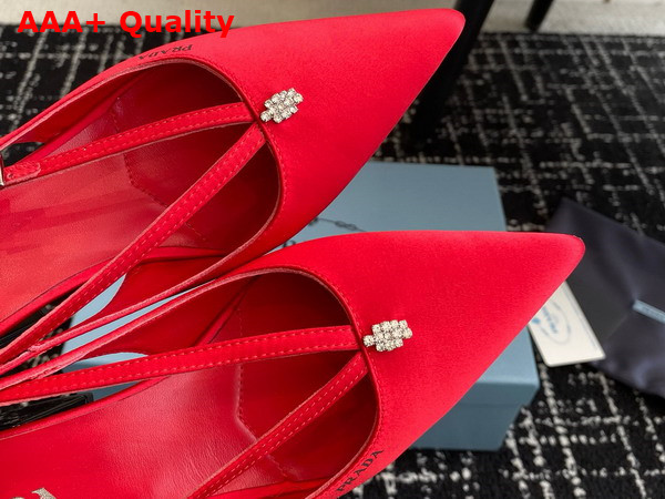 Prada Satin Cut Out Pumps in Fiery Red 1I740N Replica