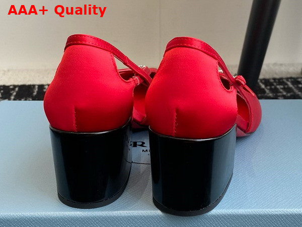 Prada Satin Cut Out Pumps in Fiery Red 1I740N Replica