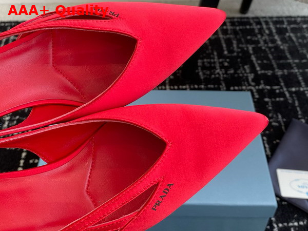 Prada Satin Cut Out Pumps in Fiery Red 1I741N Replica