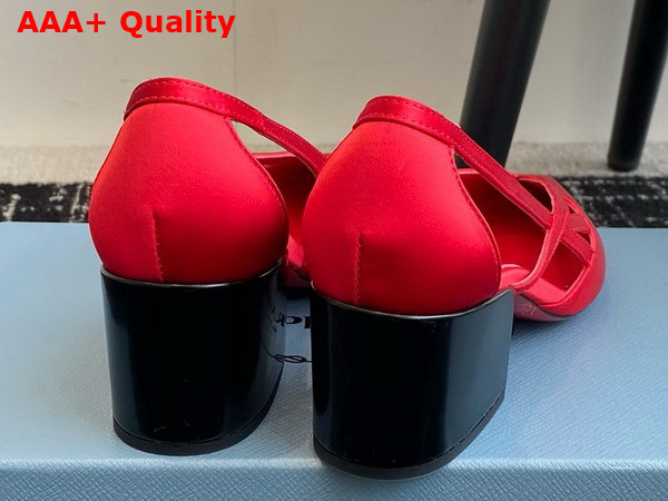 Prada Satin Cut Out Pumps in Fiery Red 1I741N Replica