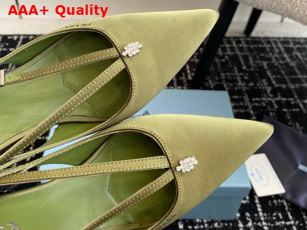 Prada Satin Cut Out Pumps in Green 1I740N Replica