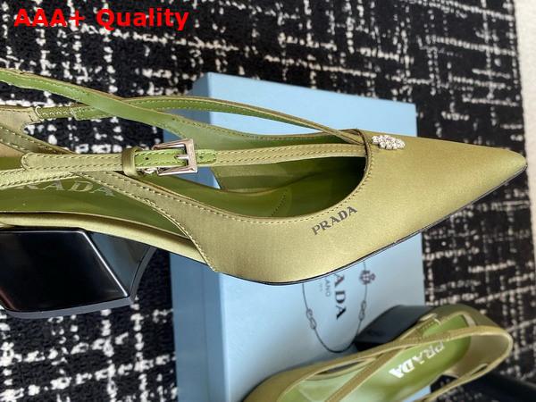 Prada Satin Cut Out Pumps in Green 1I740N Replica