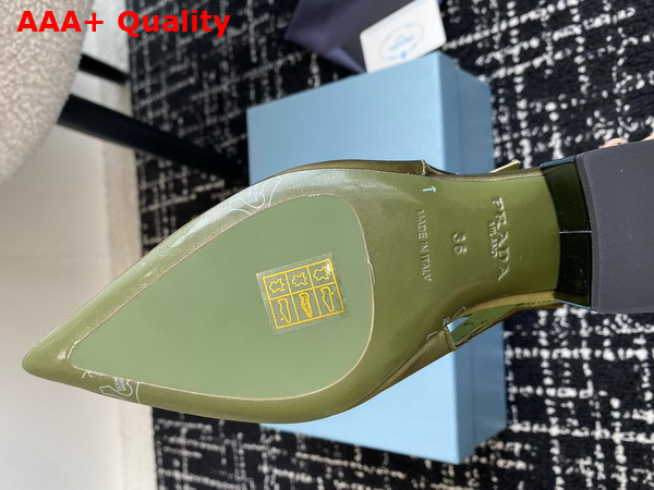 Prada Satin Cut Out Pumps in Green 1I740N Replica