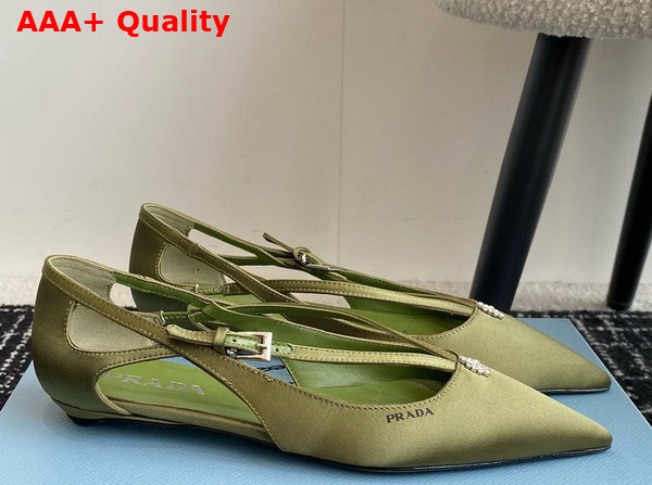 Prada Satin Cut Out Pumps in Green 1I740N Replica