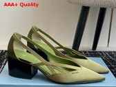 Prada Satin Cut Out Pumps in Green 1I741N Replica