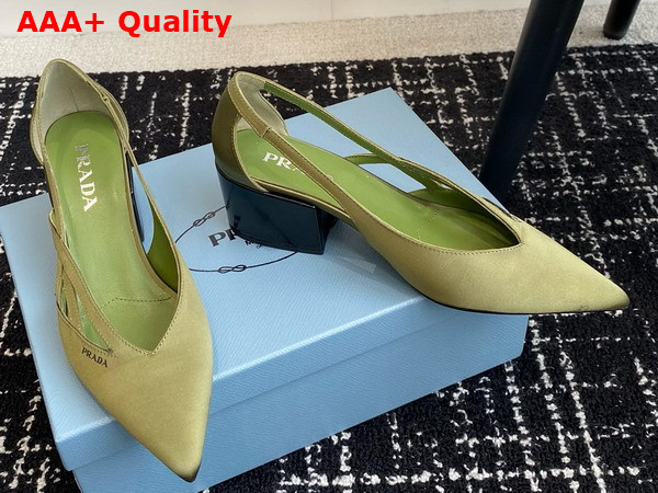 Prada Satin Cut Out Pumps in Green 1I741N Replica