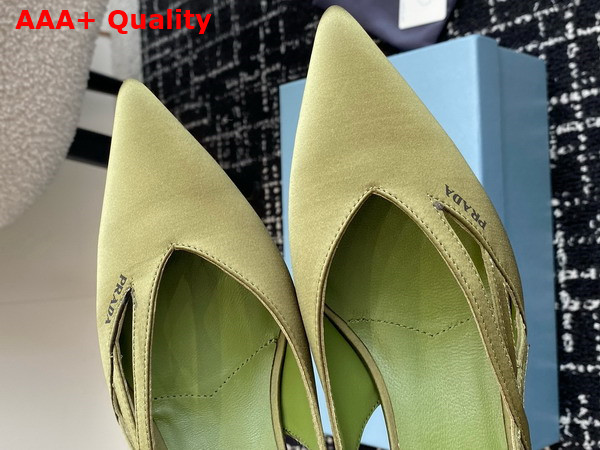 Prada Satin Cut Out Pumps in Green 1I741N Replica