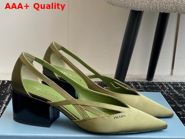 Prada Satin Cut Out Pumps in Green 1I741N Replica