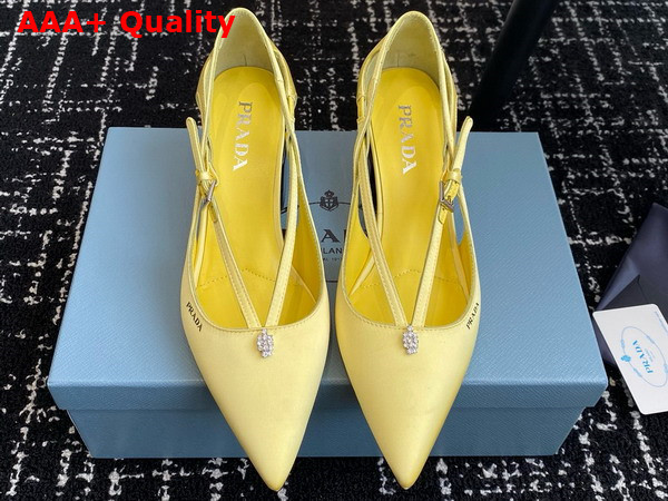 Prada Satin Cut Out Pumps in Lemon Yellow 1I740N Replica