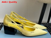 Prada Satin Cut Out Pumps in Lemon Yellow 1I740N Replica