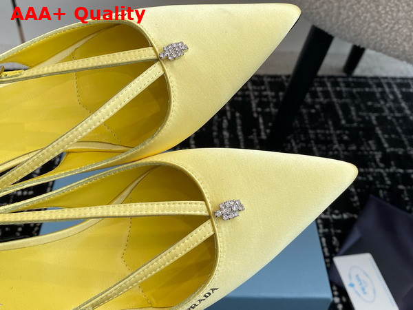 Prada Satin Cut Out Pumps in Lemon Yellow 1I740N Replica