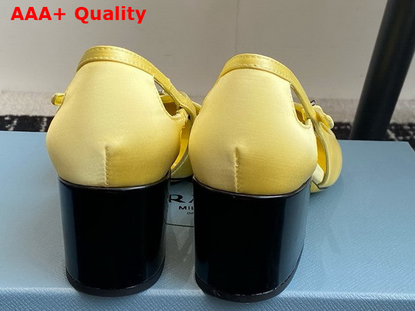 Prada Satin Cut Out Pumps in Lemon Yellow 1I740N Replica